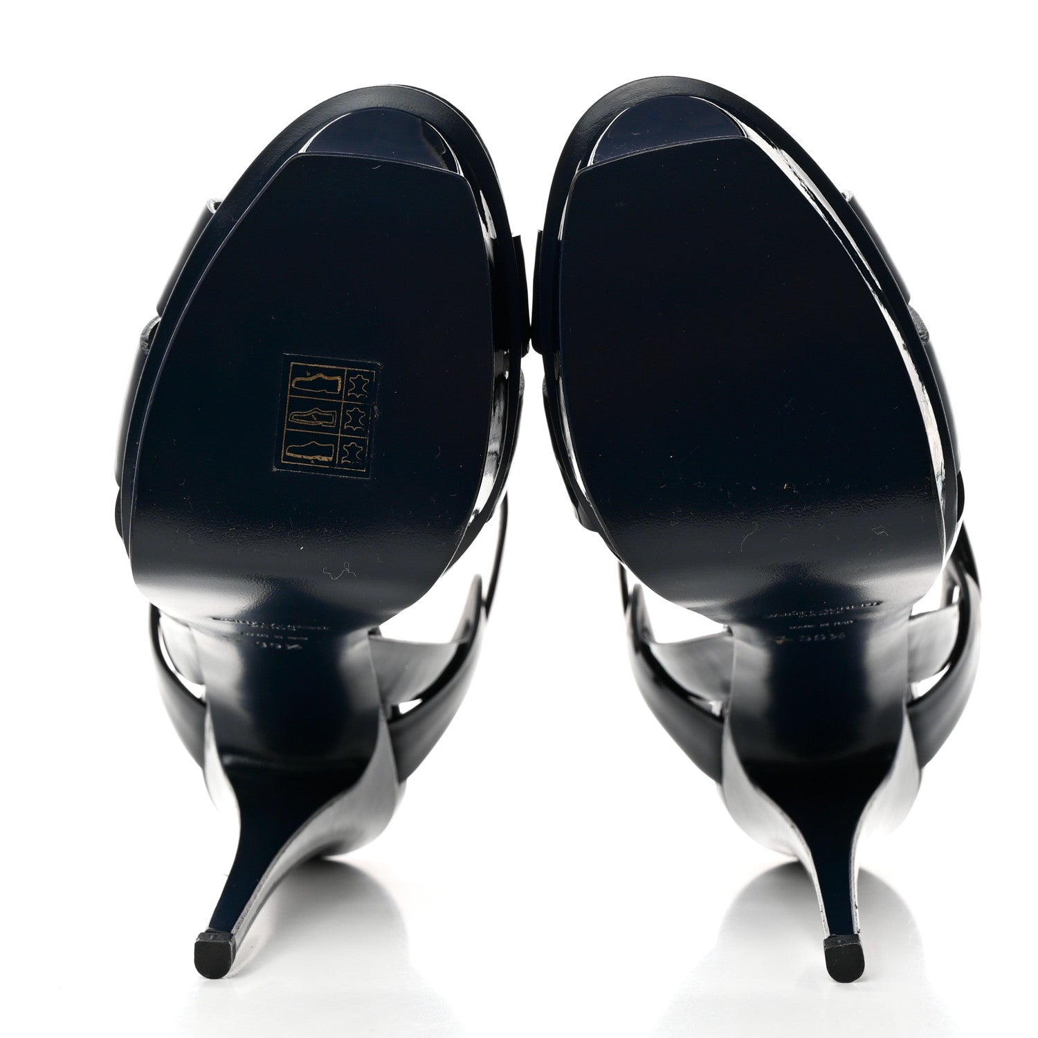 Saint Laurent Patent Tribute 105 Platform Sandals 39.5 Deep Marine 5 of 10