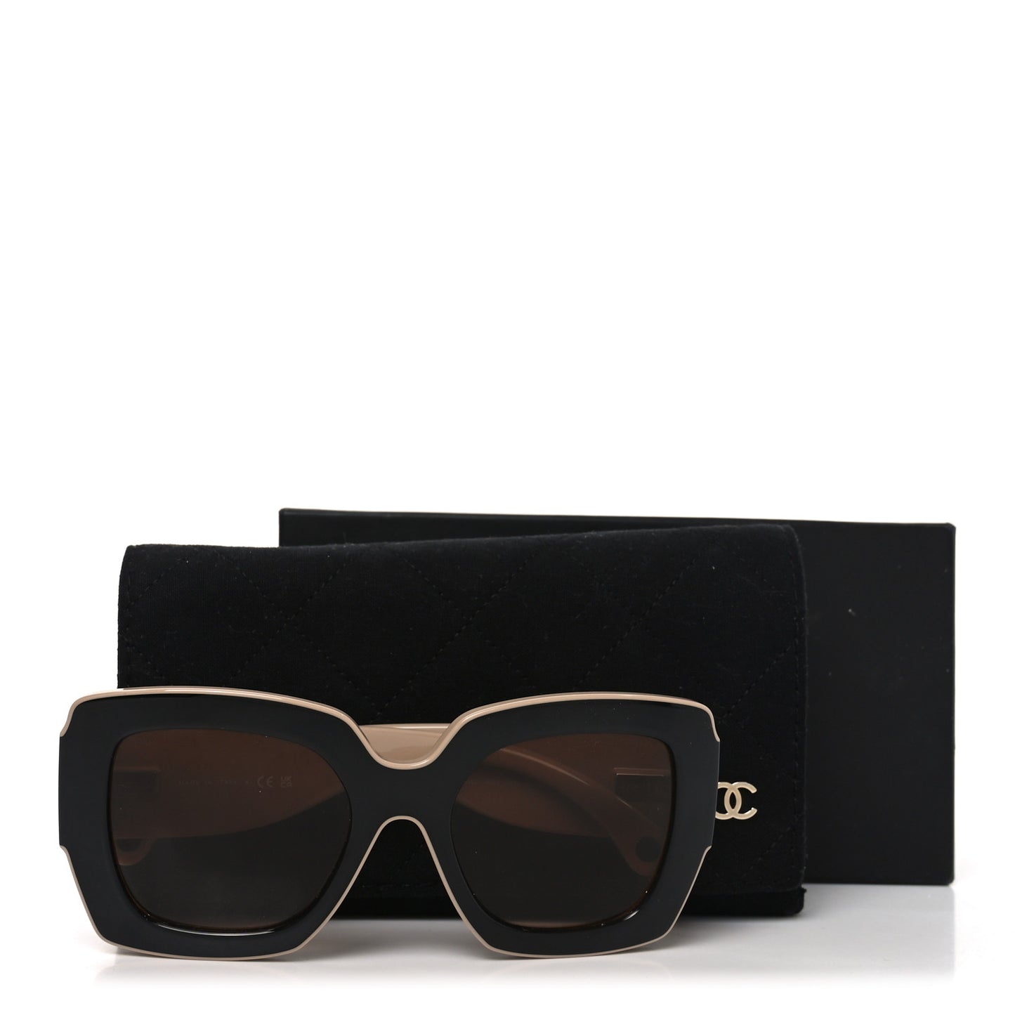 Acetate Square Sunglasses 6059 Black Beige