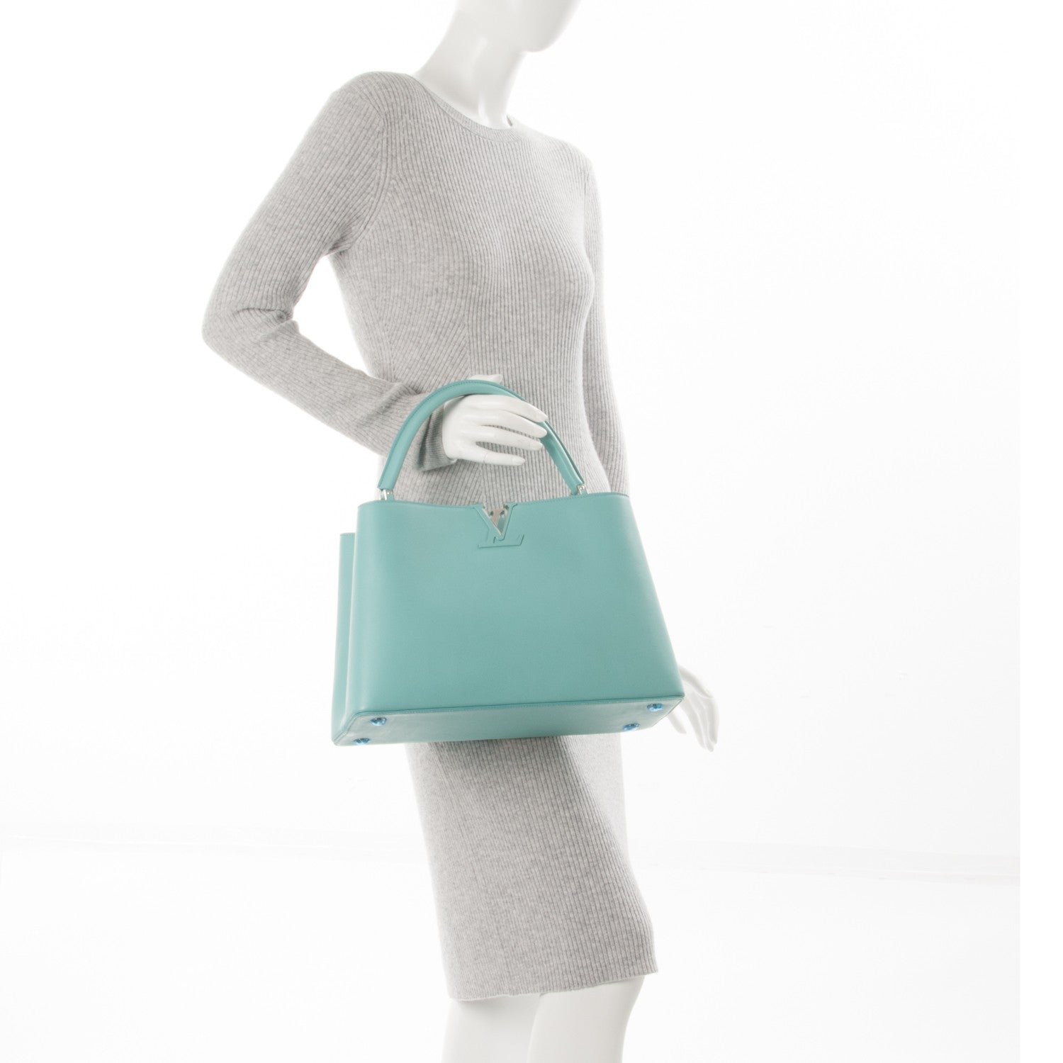 Louis Vuitton Veau Soie Haute Maroquinerie Capucines MM Azur 2 of 7
