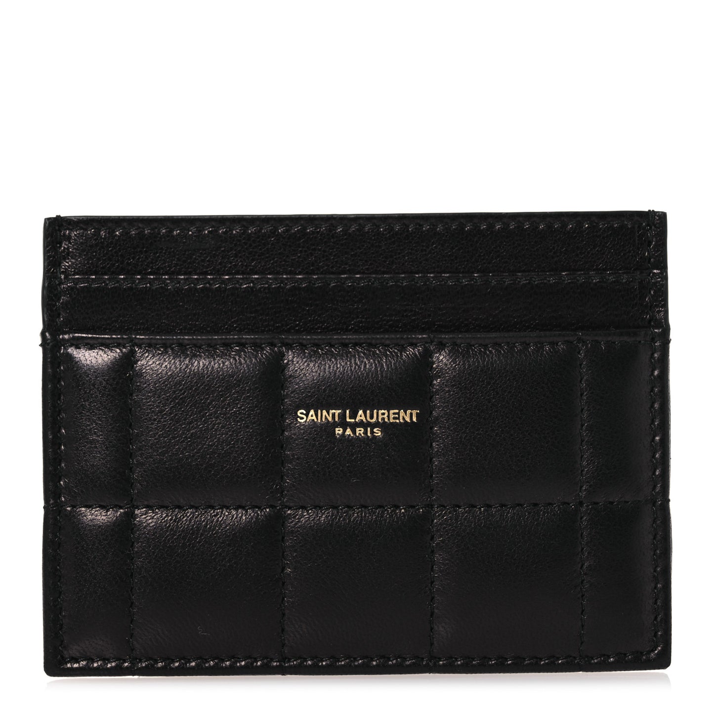 Lambskin Carre Quilted Gaby Card Case Black