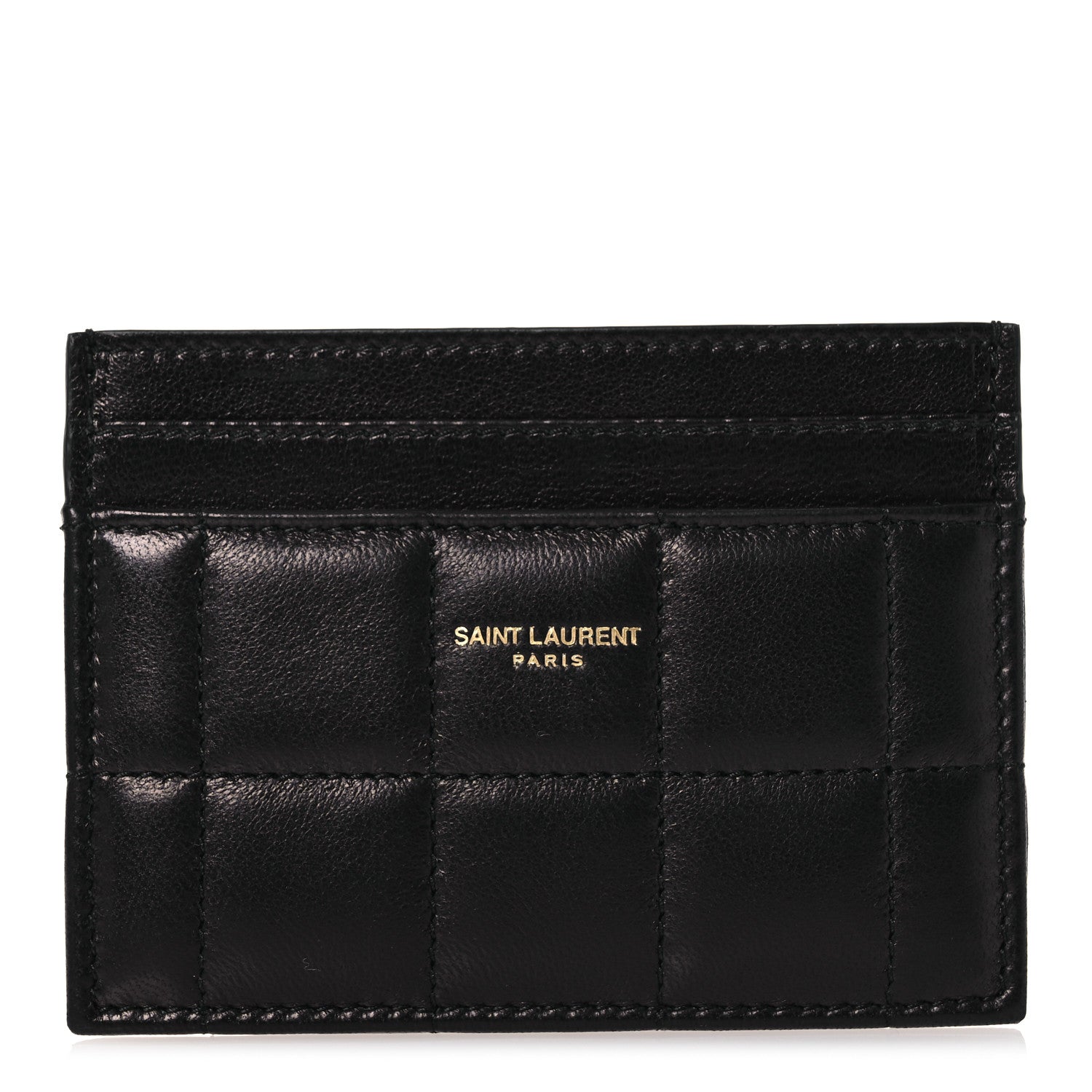 Saint Laurent Lambskin Carre Quilted Gaby Card Case Black 1 of 10