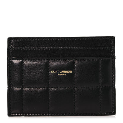 Saint Laurent Lambskin Carre Quilted Gaby Card Case Black 1 of 10