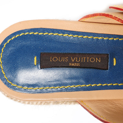 Louis Vuitton Vachetta Denim Juan Les Pins Espadrille Wedge Heels 38 Blue 4 of 9