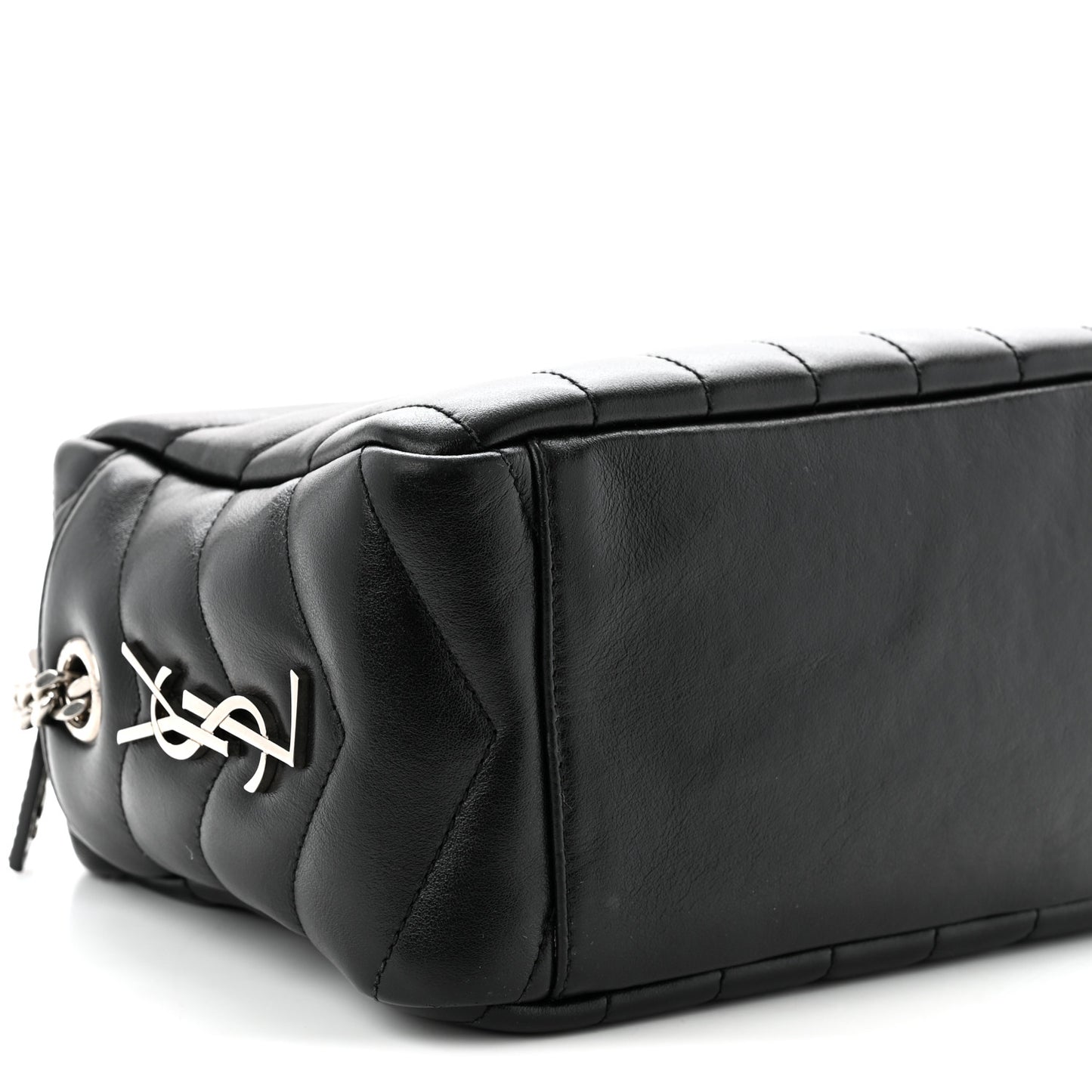 Calfskin Y Quilted Monogram Small Loulou Bowling Bag Black
