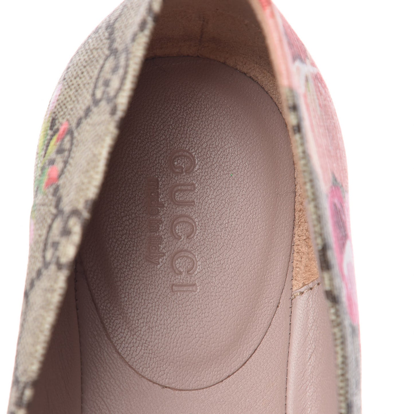 GG Supreme Monogram Blooms Ballet Flats 38 Beige Multicolor Dry Rose