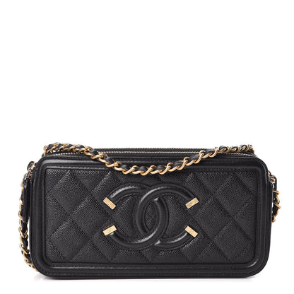 Chanel Caviar Quilted CC Filigree Clutch With Chain Black 1 of 14