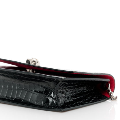 Alexander McQueen Calfskin Crocodile Embossed Skull Mini Crossbody Bag Black 11 of 11