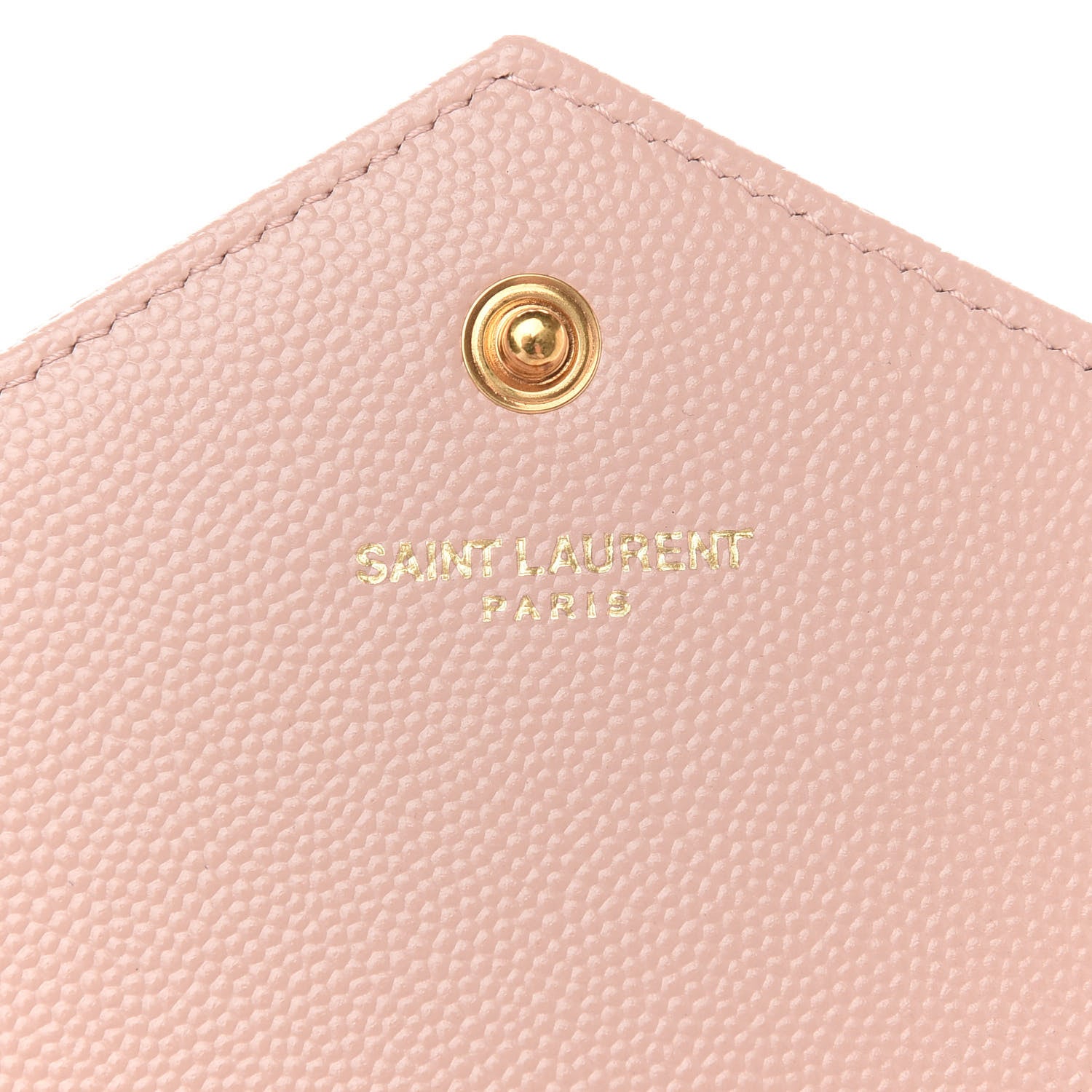 Saint Laurent Grain De Poudre Matelasse Chevron Monogram Chain Wallet Pale Pink 6 of 9