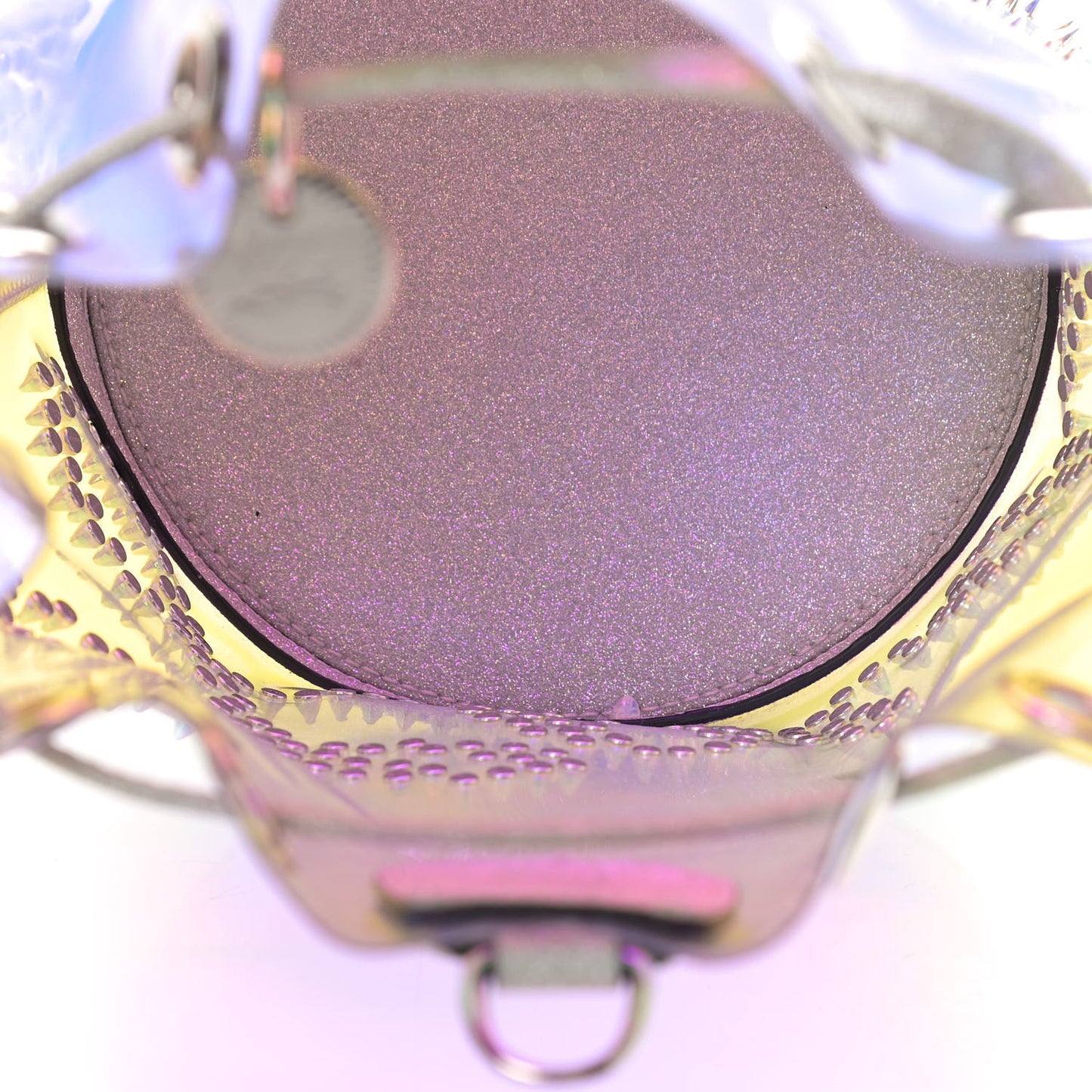 PVC Iridescent Marie Jane Studded Bucket Silver