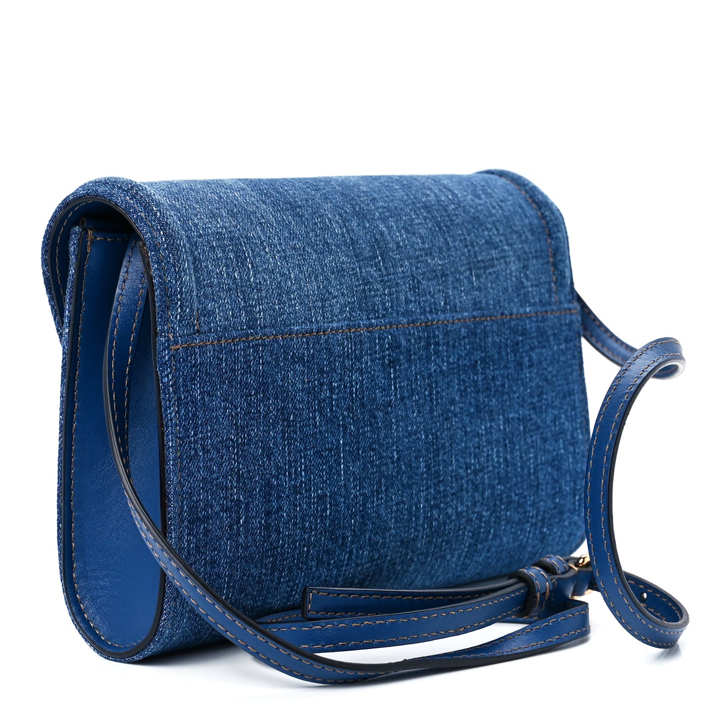 Denim La Medusa Wallet On Strap Navy Blue
