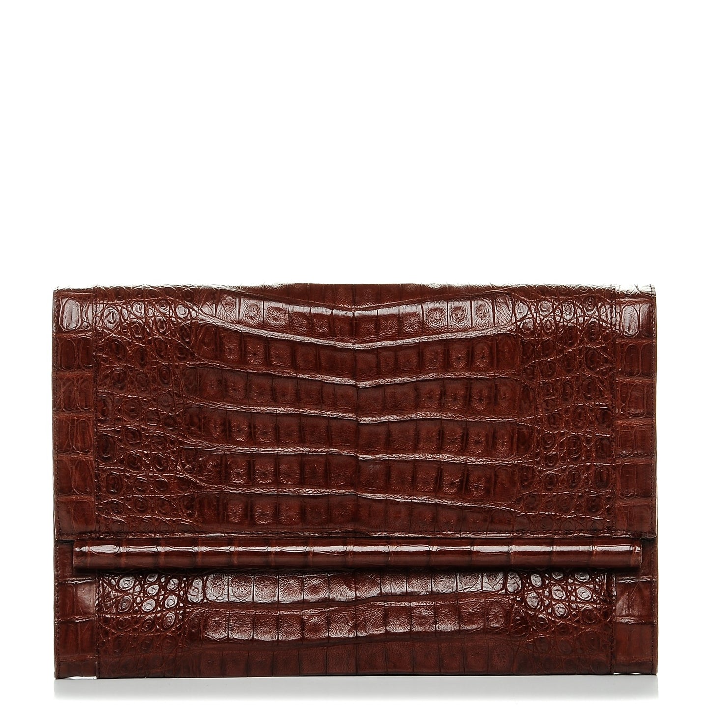 Crocodile Bar Clutch Cognac