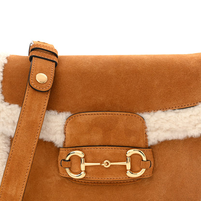 Gucci Suede Shearling Horsebit 1955 Shoulder Bag Brown 8 of 10