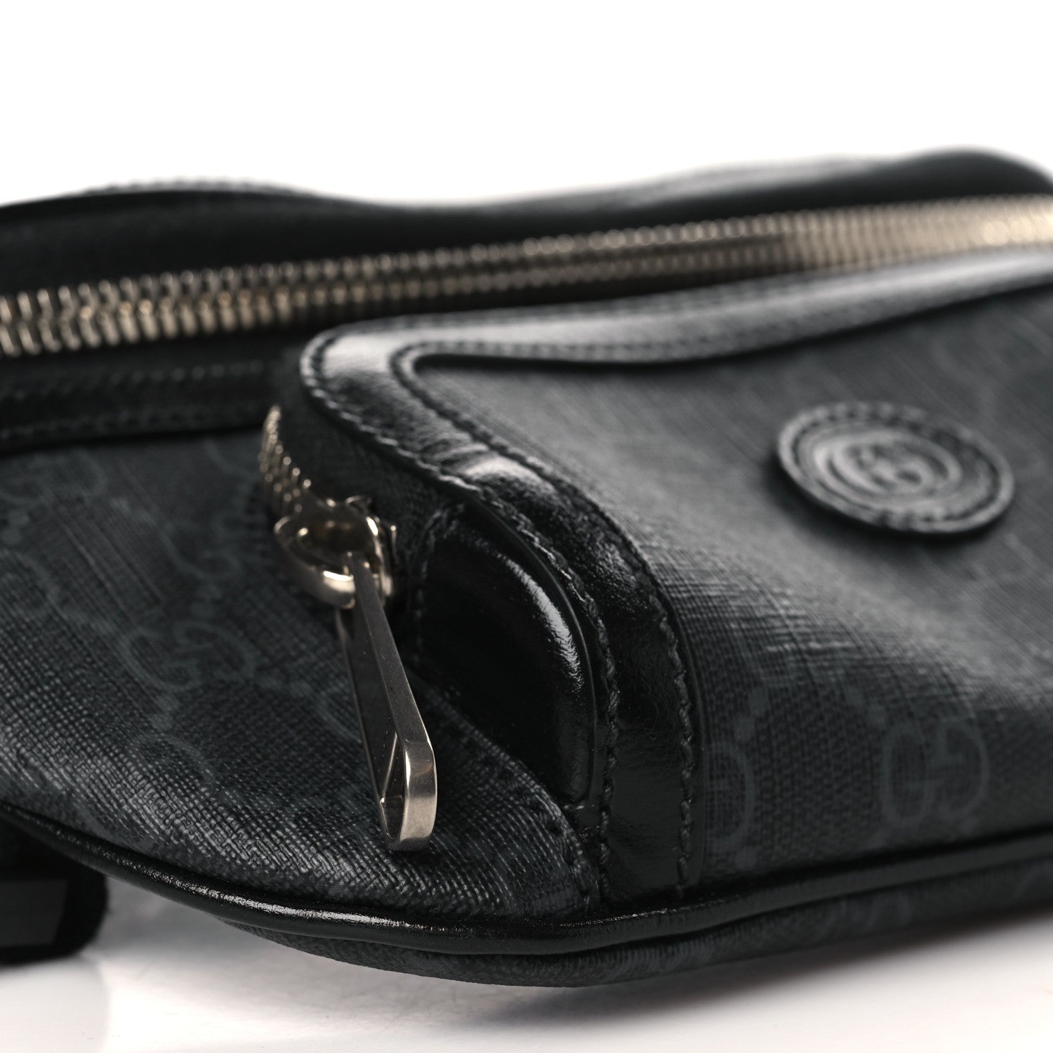 Gucci GG Supreme Monogram Textured Calfskin Retro Interlocking G Belt Bag Black 8 of 9