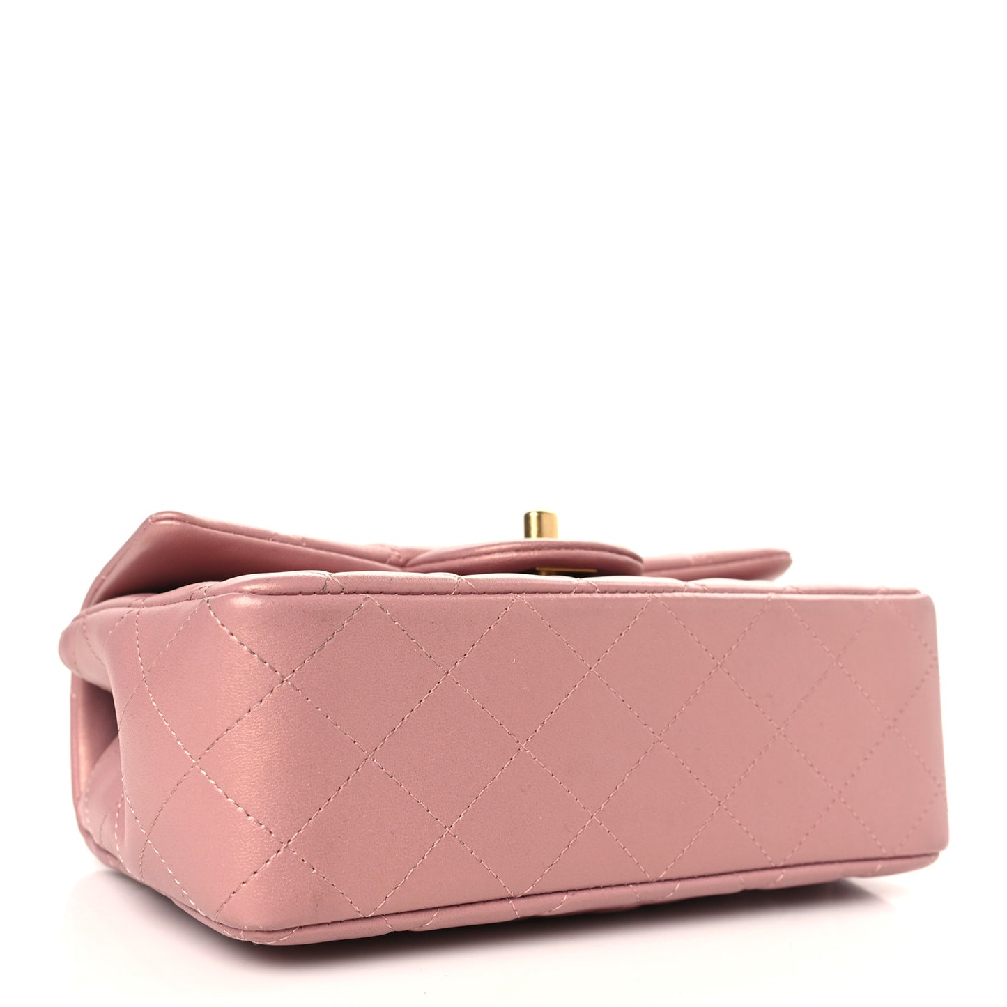 Iridescent Lambskin Quilted Mini Top Handle Rectangular Flap Pink