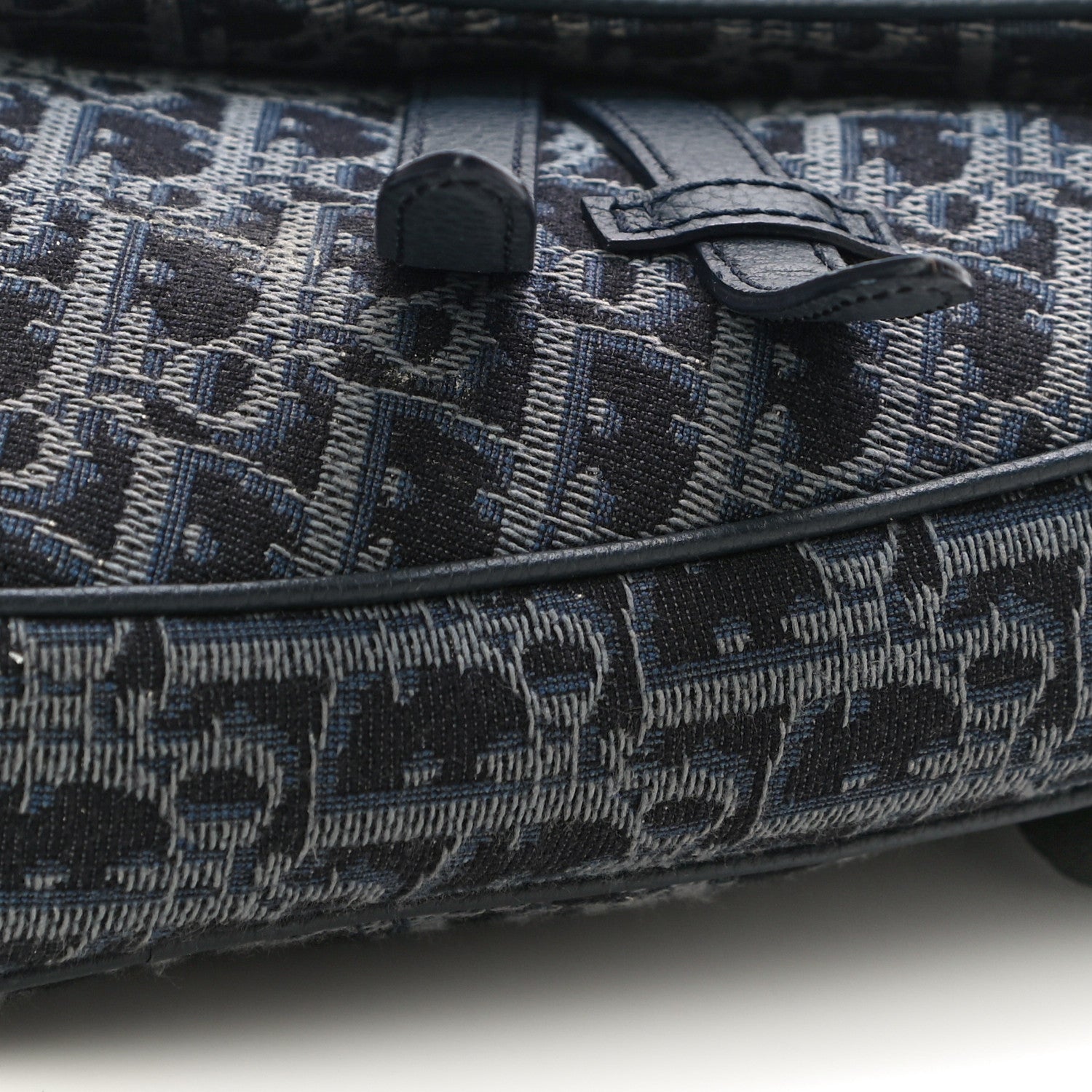 Christian Dior Oblique Mens Saddle Bag Black Blue 9 of 11