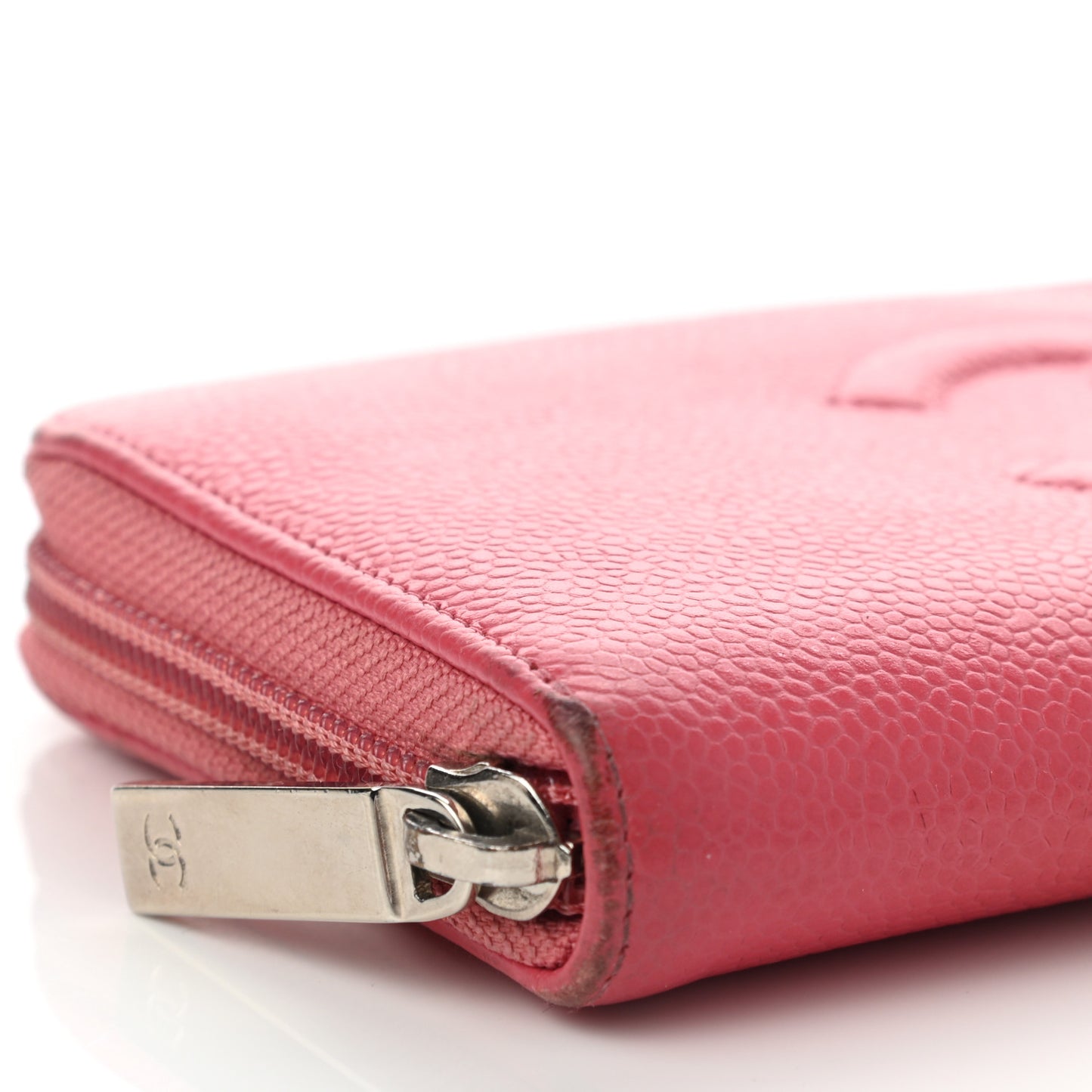 Caviar Large Timeless CC Zip Around Wallet Pink