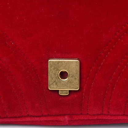 Gucci Velvet Matelasse Mini GG Marmont Shoulder Bag Hibiscus Red 13 of 24