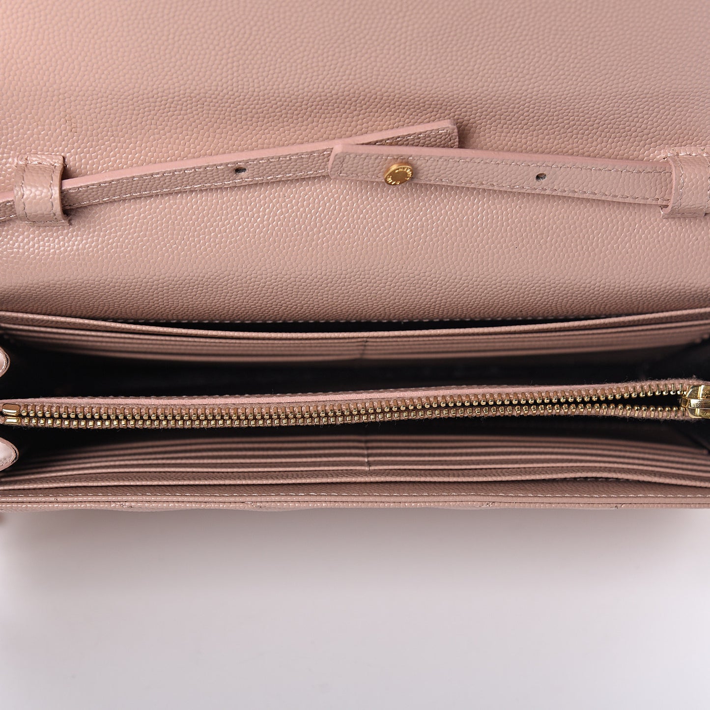 Grain De Poudre Matelasse Chevron Monogram Chain Wallet Pale Blush