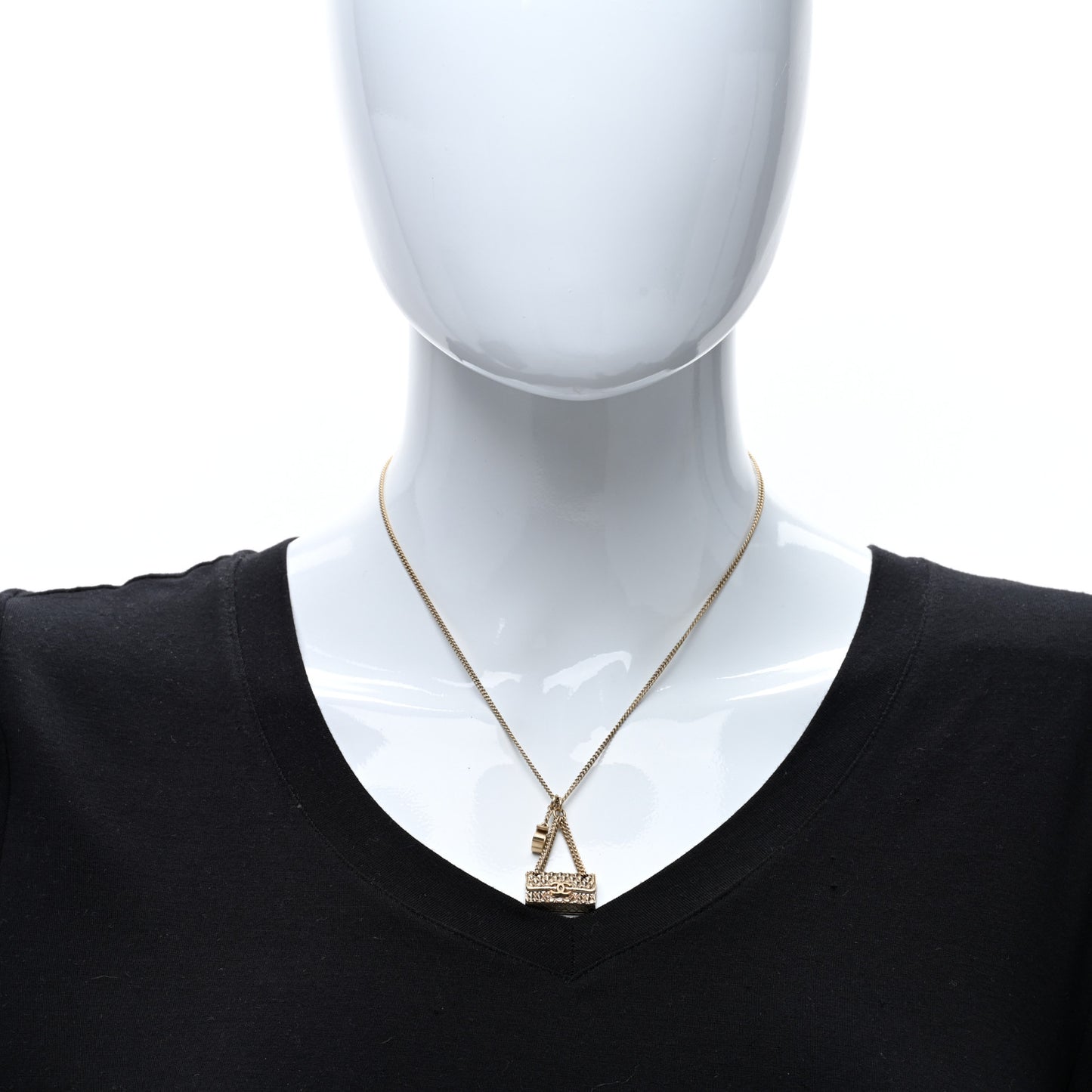 Metal Flap Bag Necklace Gold