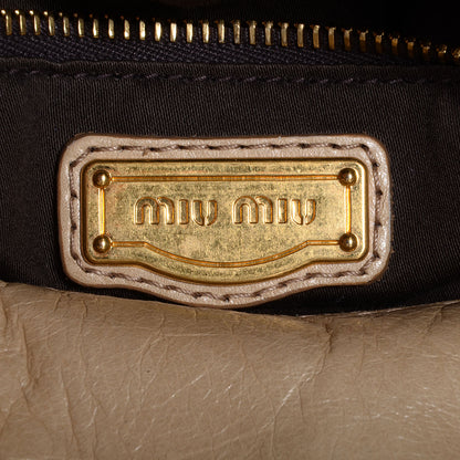 Miu Miu Leather Vitello Lux Bow Bag Quarzo 8 of 11