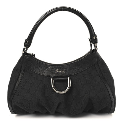 Gucci Monogram Medium D Gold Ring Hobo Black 1 of 12