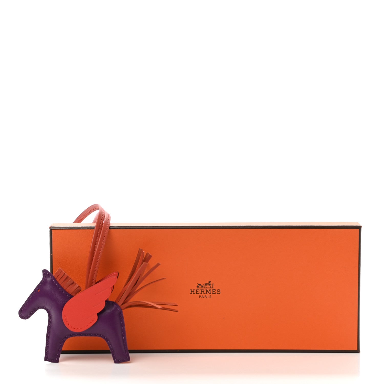 Hermes Milo Lambskin Grigri Rodeo Pegase Horse Bag Charm PM Violet Cornaline Capucine 5 of 5