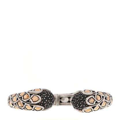 John Hardy Sterling Silver 18K Yellow Gold Black Sapphire Legends Naga Cuff Bracelet 1 of 3