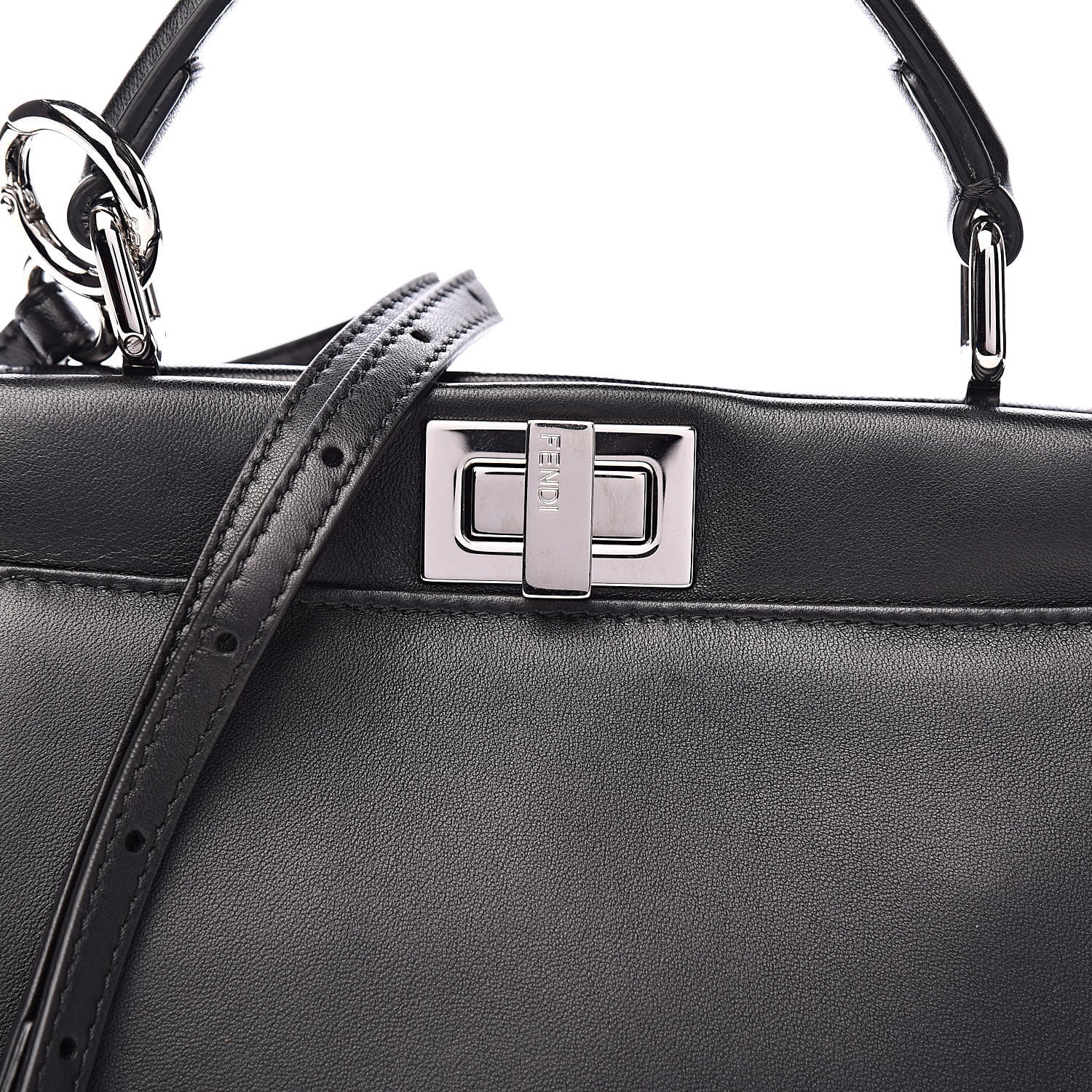 Fendi Nappa Waves Bi-Color Mini Peekaboo Iconic Satchel Black Turchese 11 of 11