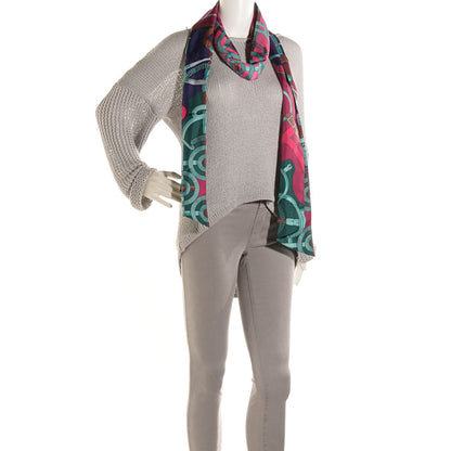 Hermes Silk Eperon D'Or Remix Maxi Twilly Rose Indien Cassis Vert 2 of 5