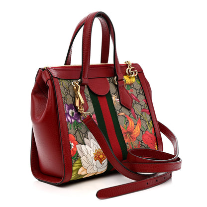 Gucci GG Supreme Monogram Flora Web Small Ophidia Tote Bag Red 3 of 11