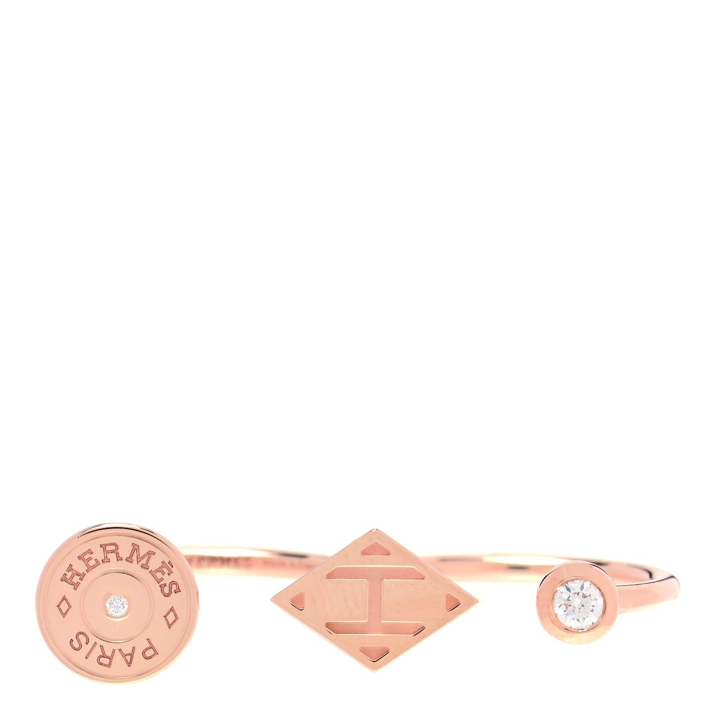 18K Rose Gold Diamond Gambade Double Ring 53 6.5