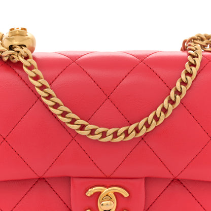 Chanel Shiny Lambskin Quilted Sweetheart Mini Flap Red 8 of 10