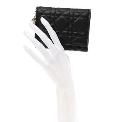 Christian Dior Lambskin Cannage Lady Dior Compact Wallet Black 2 of 8