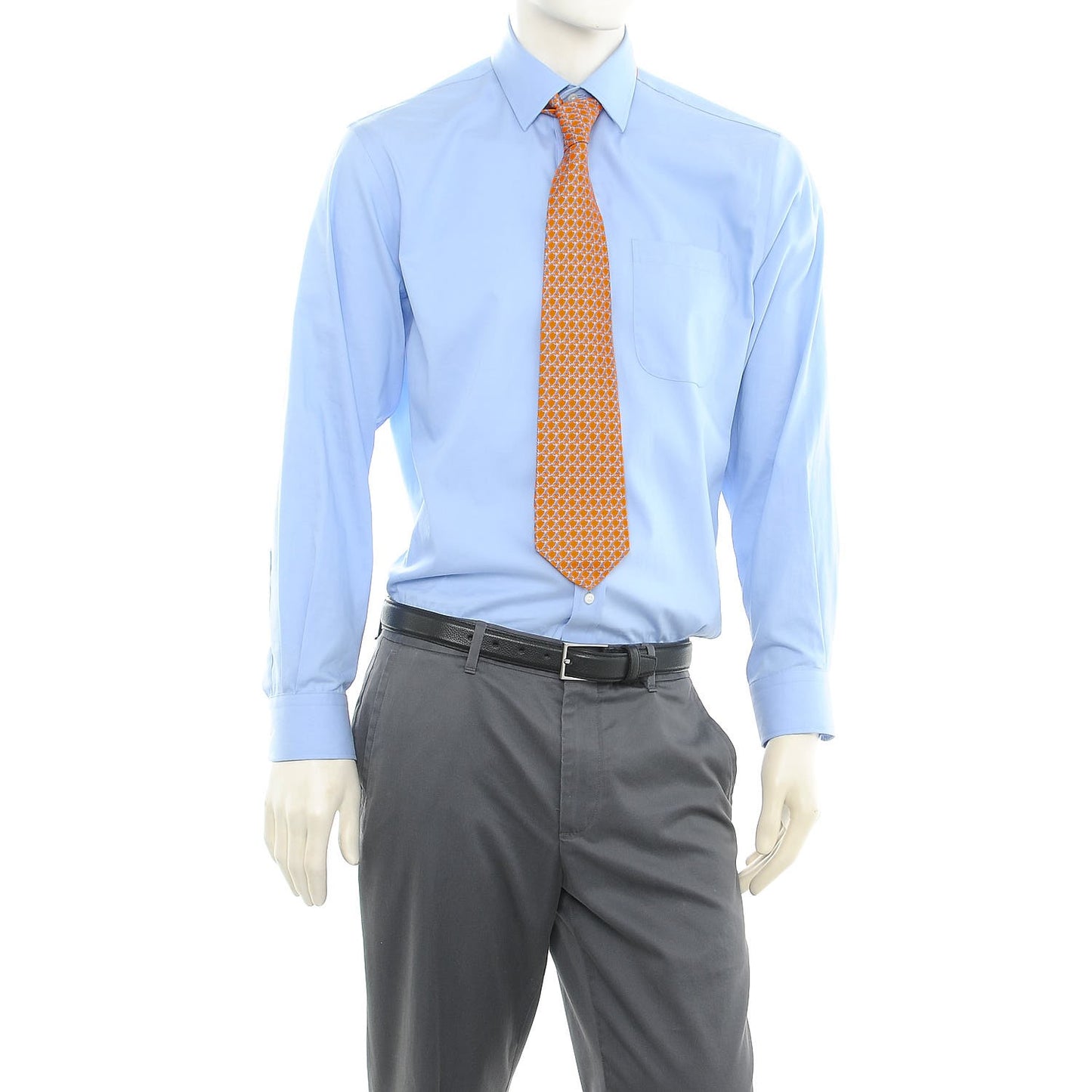 Mens Printed Silk Cinquante Neuf Neck Tie in Orange Ciel