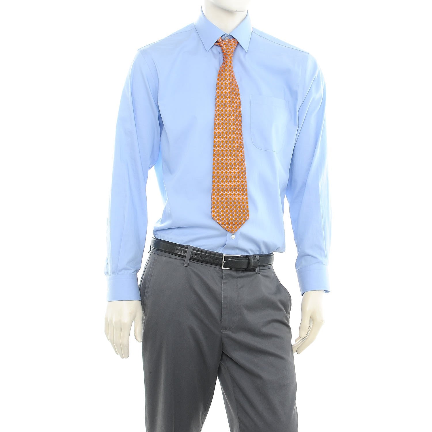 Hermes Mens Printed Silk Cinquante Neuf Neck Tie in Orange Ciel 2 of 6