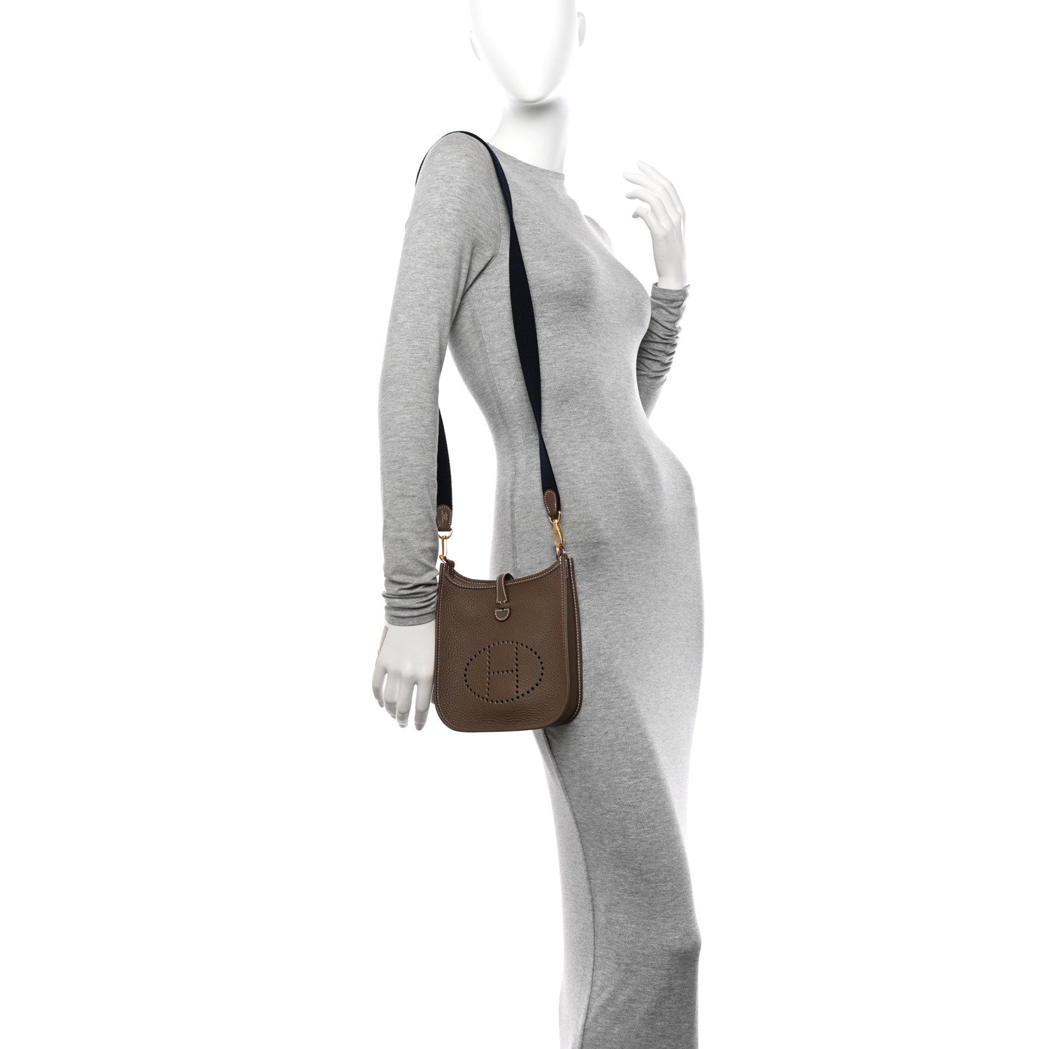 Hermes Taurillon Clemence Amazone Evelyne TPM Etoupe Bleu Indigo 2 of 11