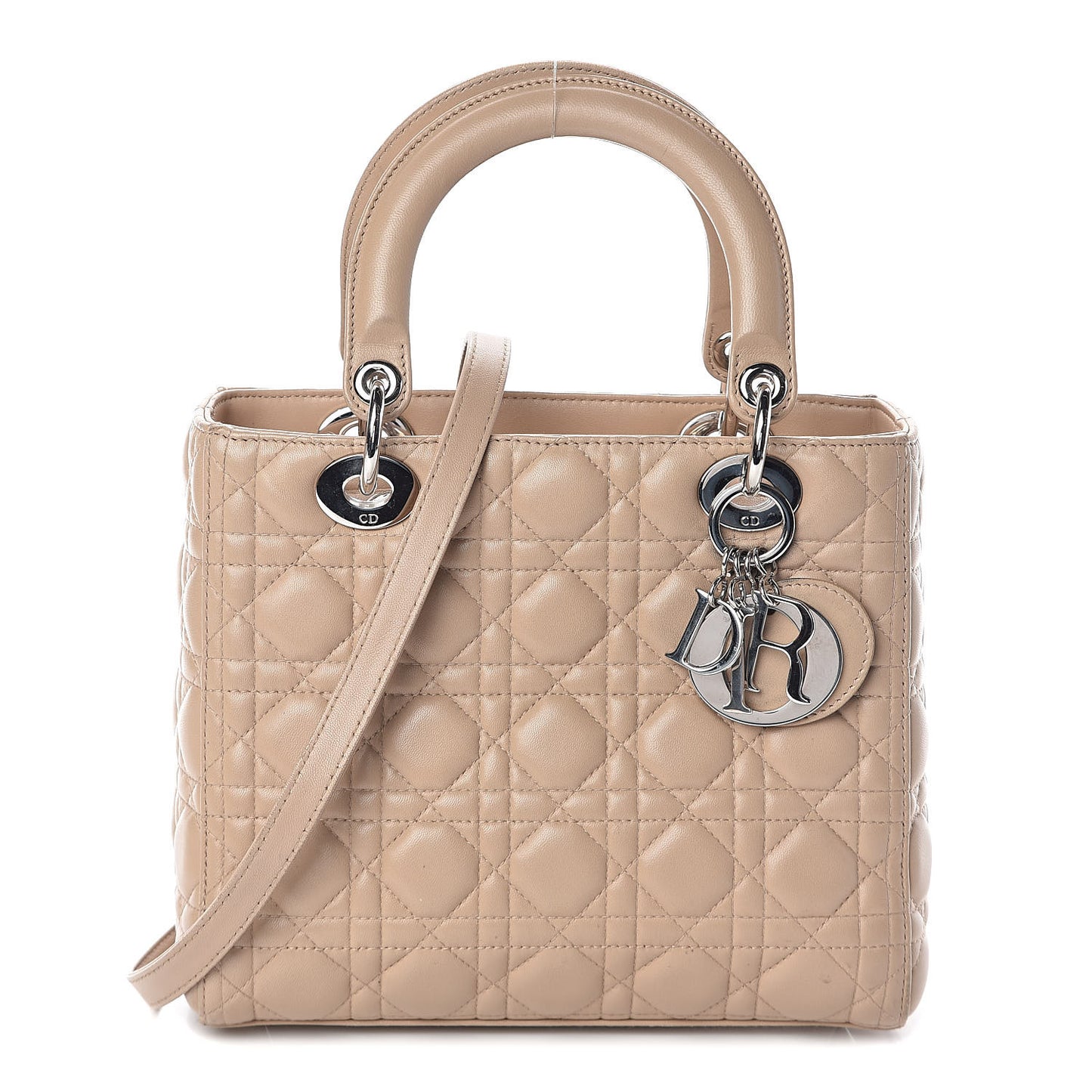 Lambskin Cannage Medium Lady Dior Beige