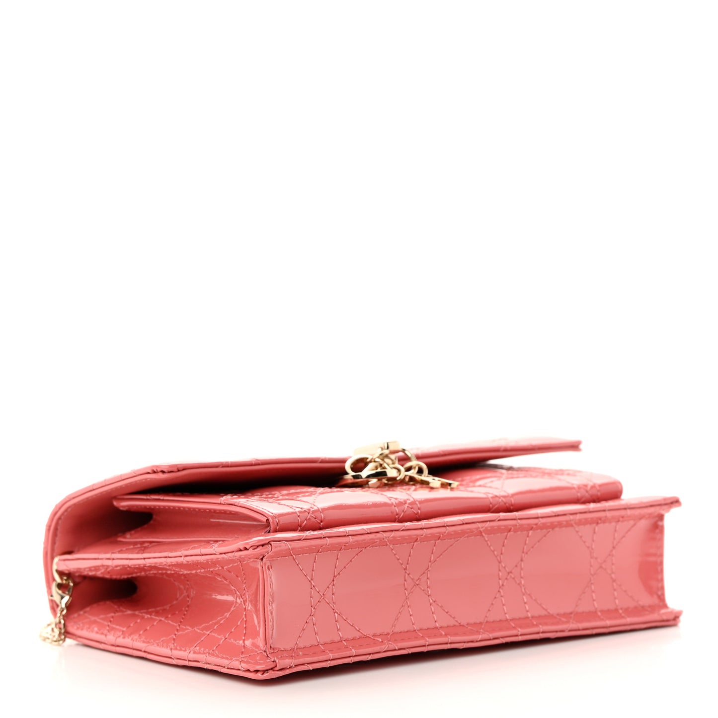 Patent Cannage Lady Dior Chain Pouch Pink