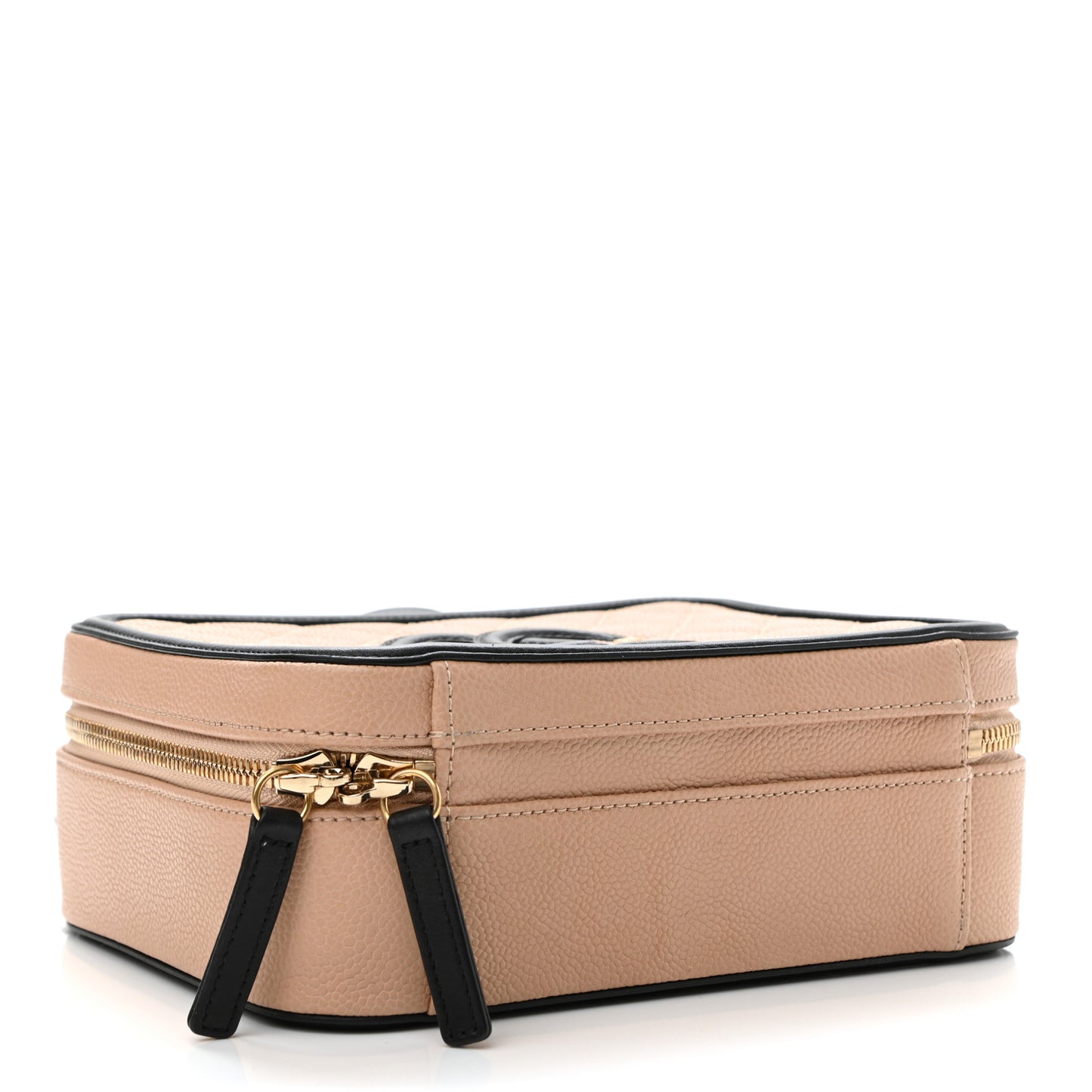 Caviar Quilted Medium CC Filigree Vanity Case Beige Black