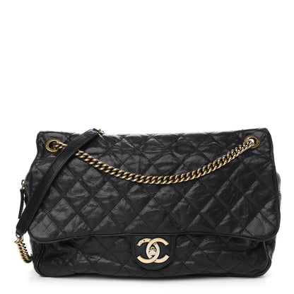 Chanel Crumpled Grained Calfskin Quilted Maxi Shiva Flap Black 1 of 9