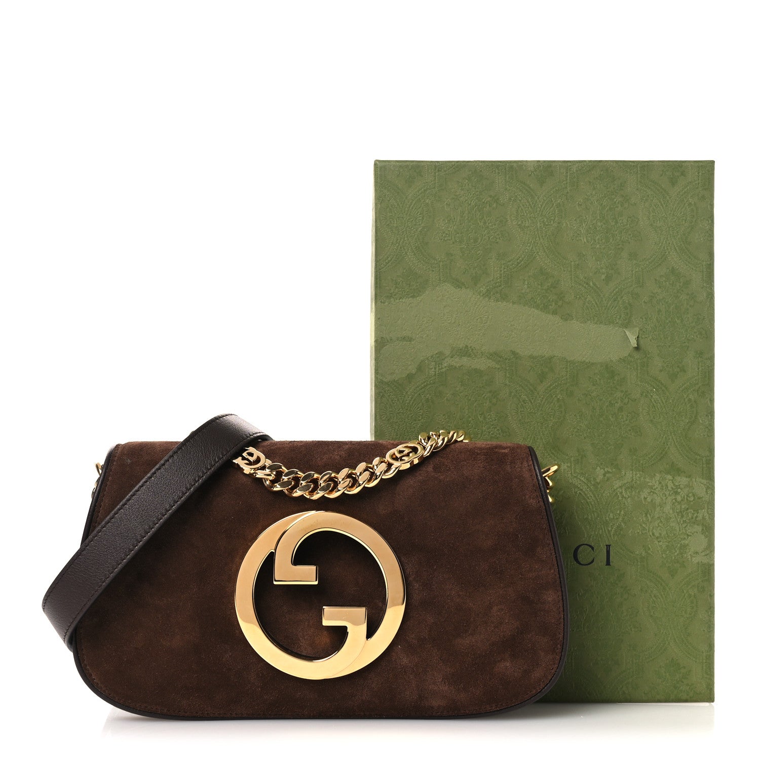 Gucci Suede Talco Roxy Calfskin Blondie Chain Shoulder Flap Bag