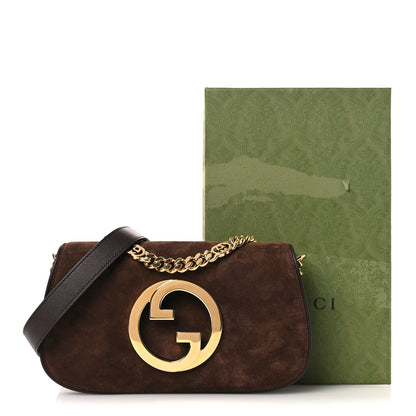 Gucci Suede Talco Roxy Calfskin Blondie Chain Shoulder Flap Bag Burnt Satin 11 of 11