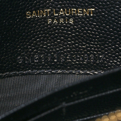 Saint Laurent Grain De Poudre Matelasse Chevron Monogram Envelope Chain Wallet Black 7 of 10