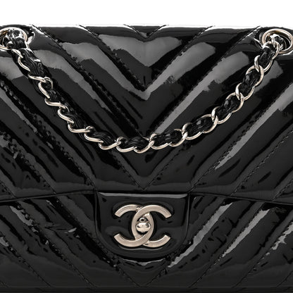 Chanel Patent Chevron Quilted Medium Single Flap Black 8 of 12
