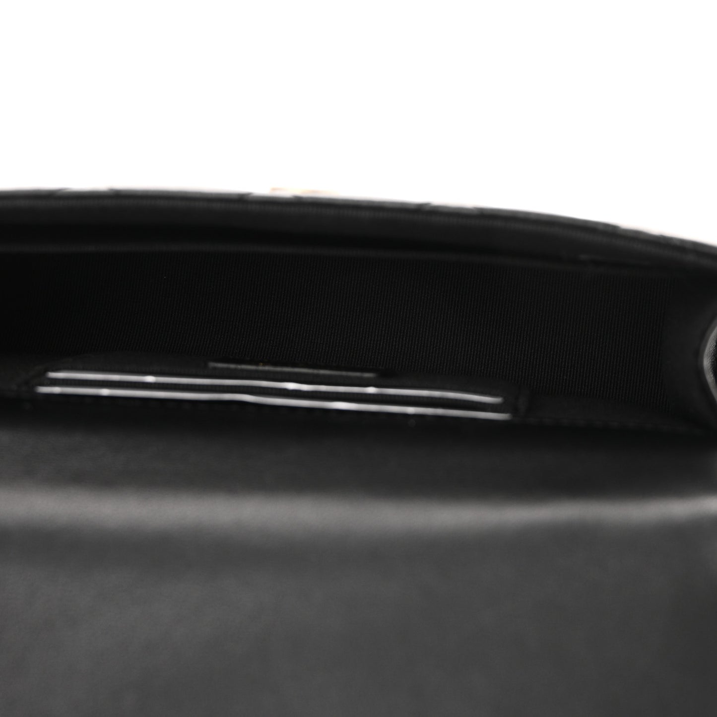 Lambskin Pearl Crystal Quilted Pearly Girl Handle Flap Phone Holder With Chain Black