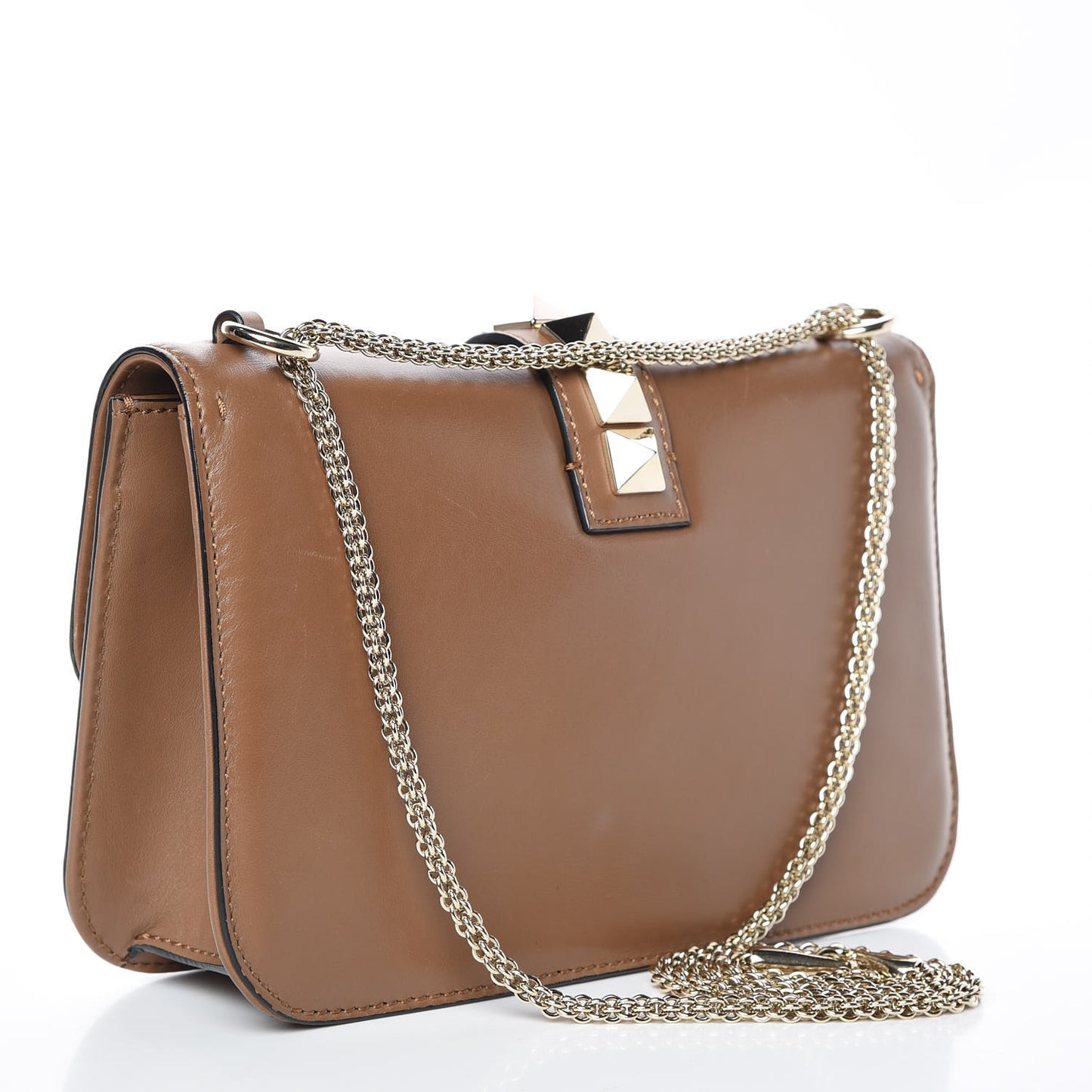 Vitello Medium Glam Lock Rockstud Flap Nocciola