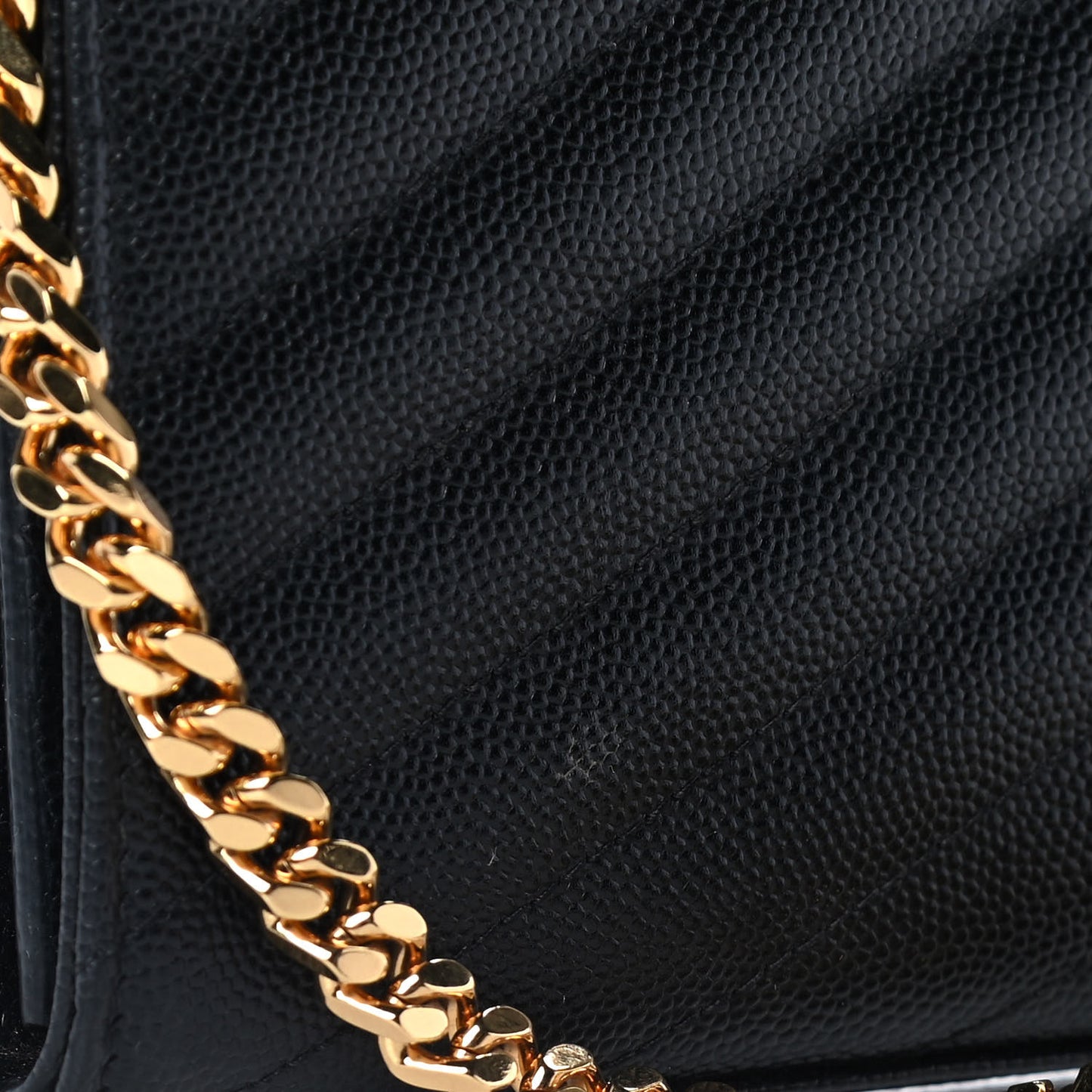 Grain De Poudre Matelasse Chevron Monogram Chain Wallet Black