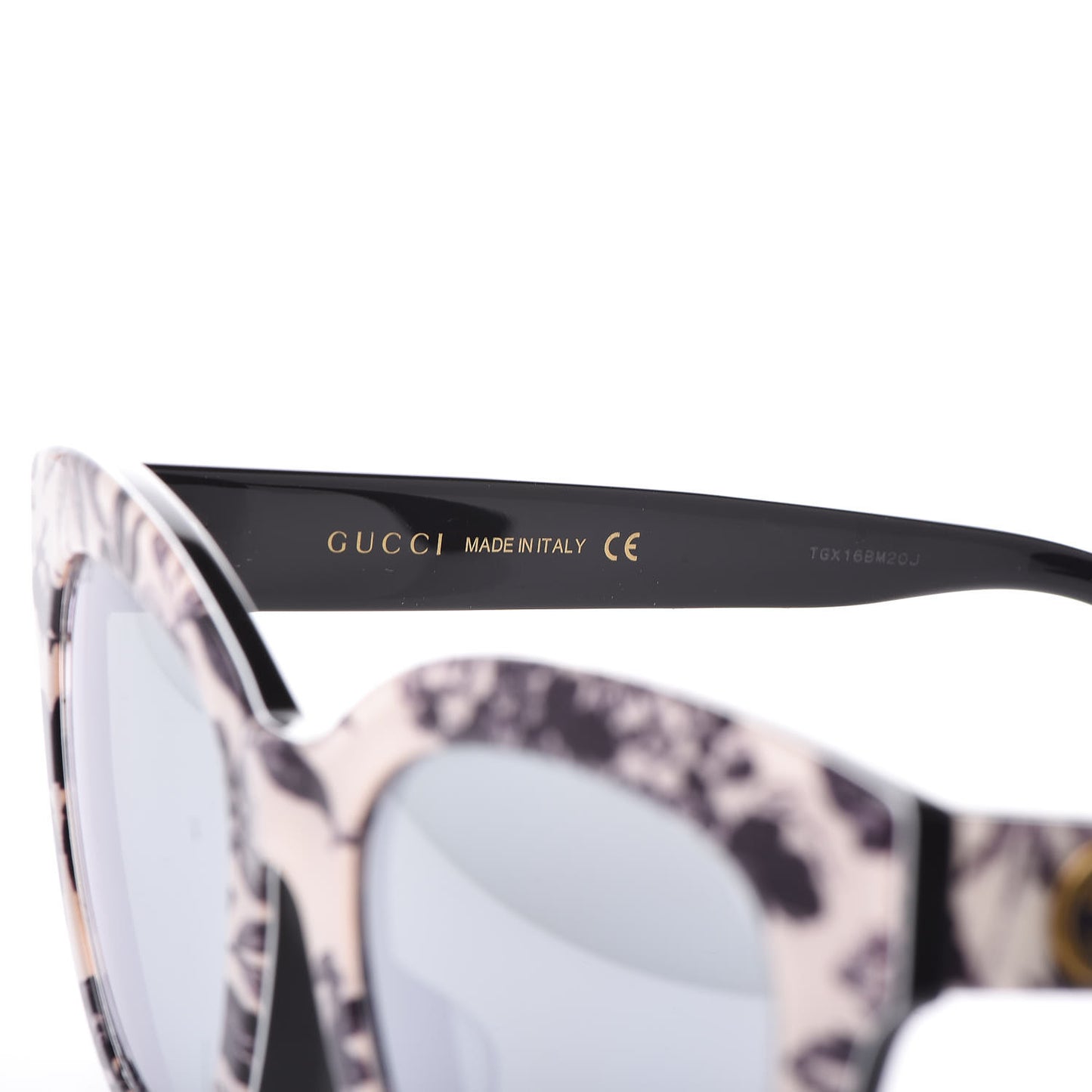 Acetate Herbarium Print Square Frame Sunglasses GG0029SA White