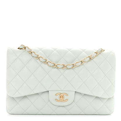 Chanel Lambskin Quilted Jumbo Double Flap Light Green 1 of 11