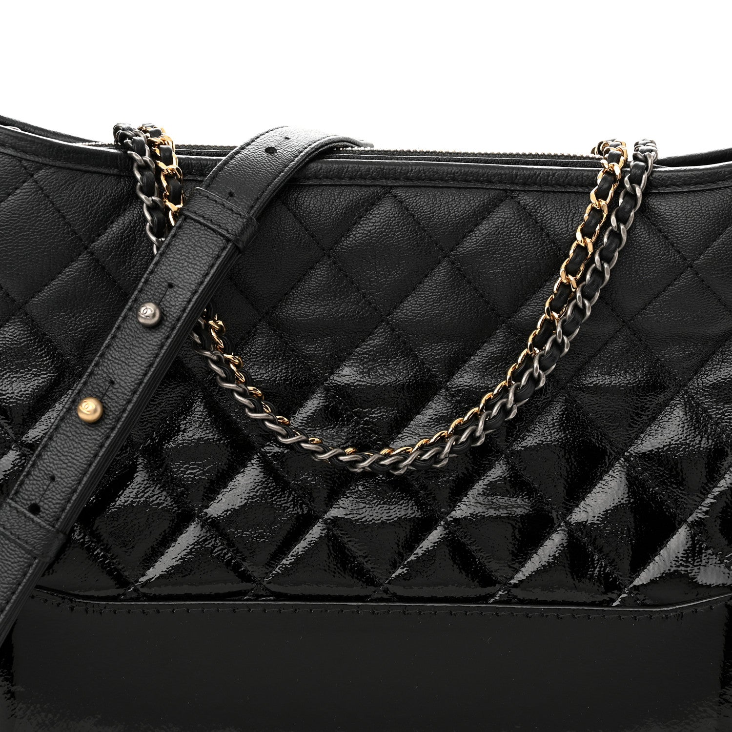 Chanel Patent Goatskin Quilted Medium Gabrielle Hobo Black 8 of 11